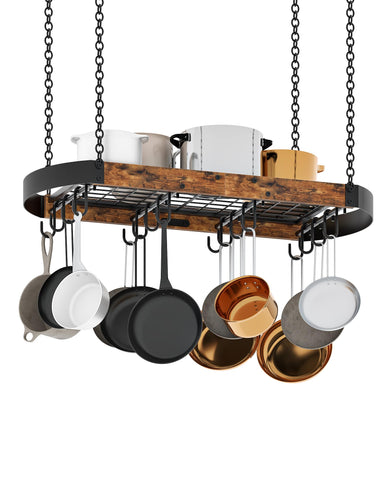 CHOEZON 31-7 inch pot rack front view showing spacious storage for pots and pans.