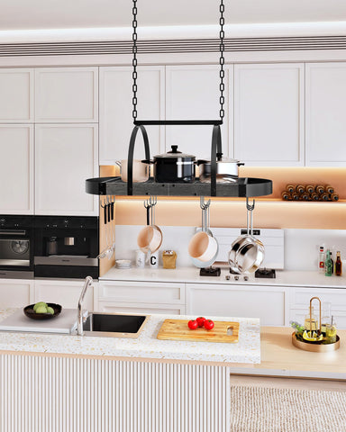 CHOEZON 12 S-hooks keep pots and pans within easy reach.