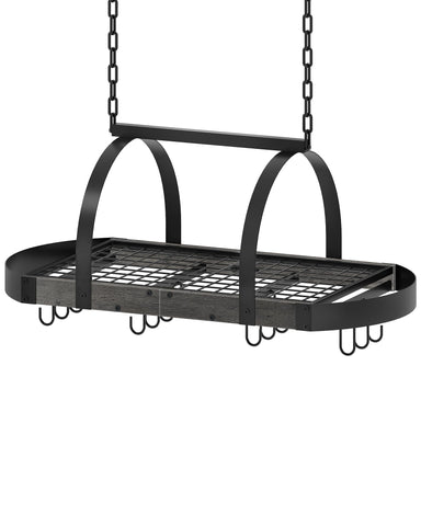 CHOEZON Hanging Pot Rack showcases ceiling mount design for clutter-free kitchen storage.