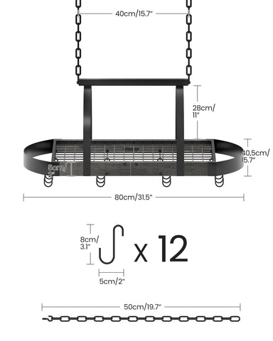 CHOEZON thickened chains offer sturdy support for heavy pots up to 50lb.