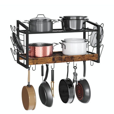 CHOEZON hanging pot rack wall mount with two tiers for efficient kitchen organization