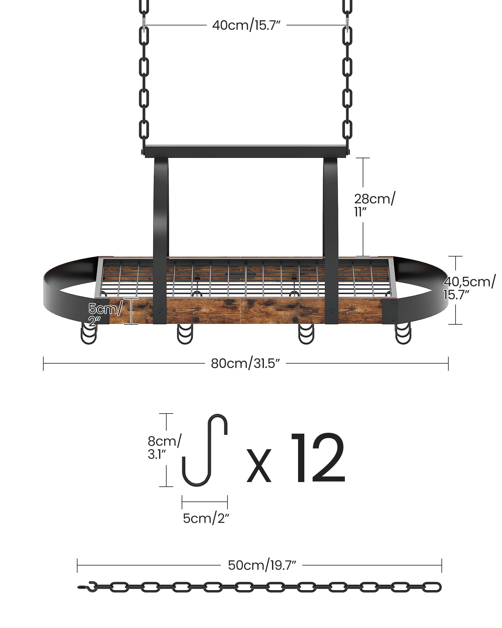 CHOEZON heavy-duty chains support up to 50lb for durable cookware.