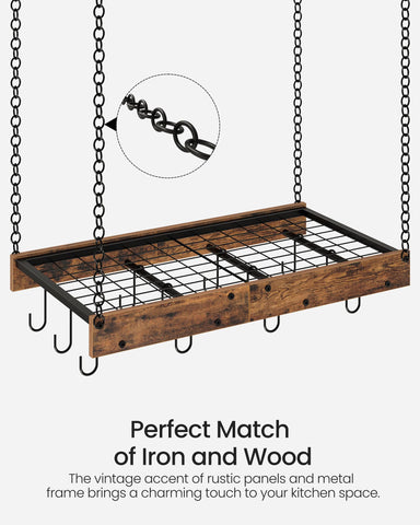 CHOEZON pot rack assembly steps demonstrate secure ceiling installation.