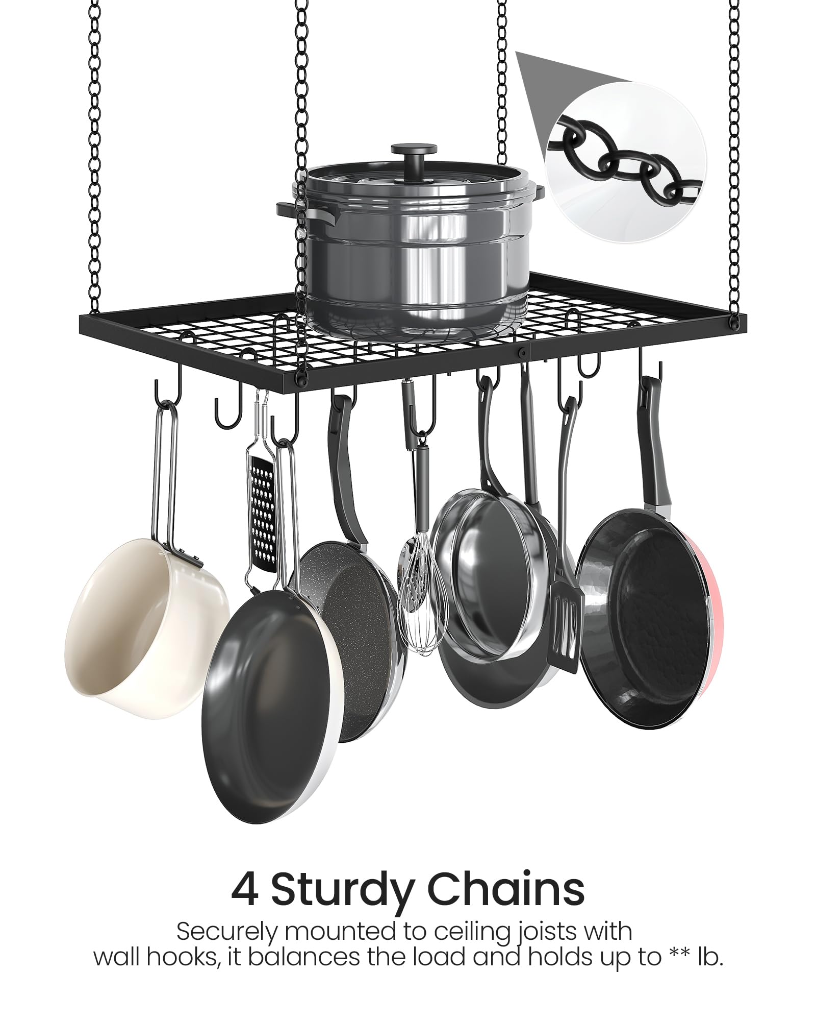Modern CHOEZON rack in black finish complements kitchen décor