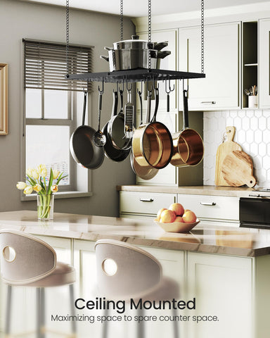Mesh shelf on CHOEZON rack providing extra storage for pots and lids
