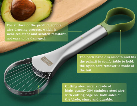 CHOHEY pit remover safely extracts the avocado pit for clean halves.