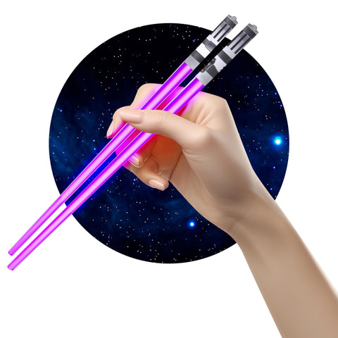 Chop Sabers light-up purple chopsticks pair glowing for playful meals