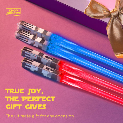 ChopSabers gift-ready lightsaber chopsticks for Star Wars fans and collectors.