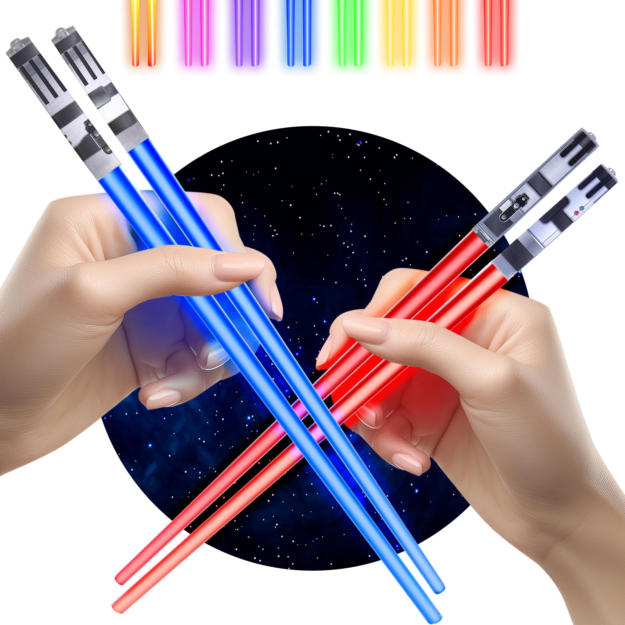 ChopSabers blue light-up chopsticks glow for vibrant sushi nights.