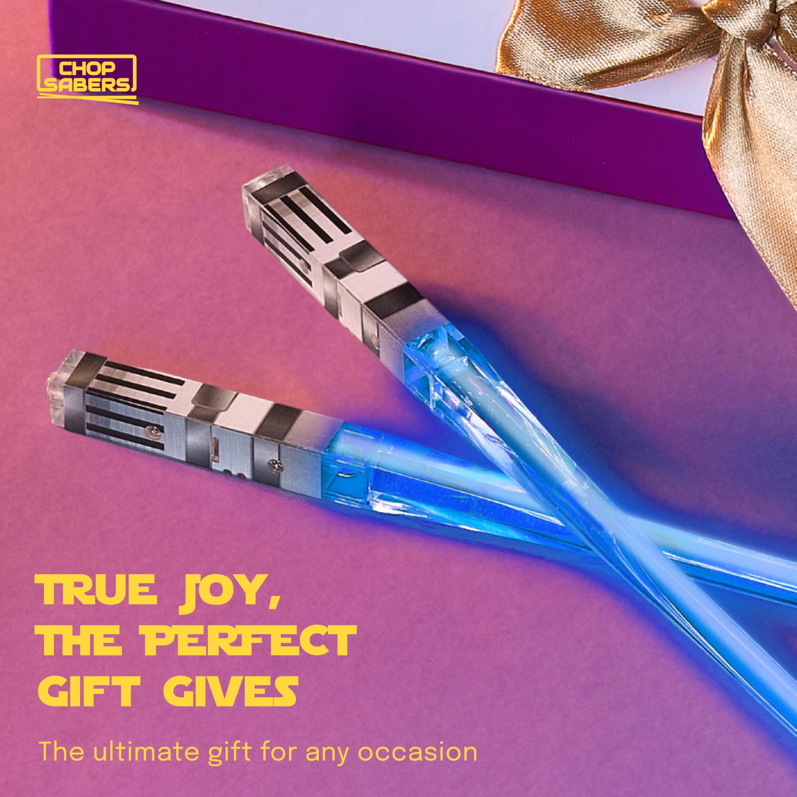 ChopSabers lightsaber chopsticks make great gift ideas for fans of Star Wars cuisine.