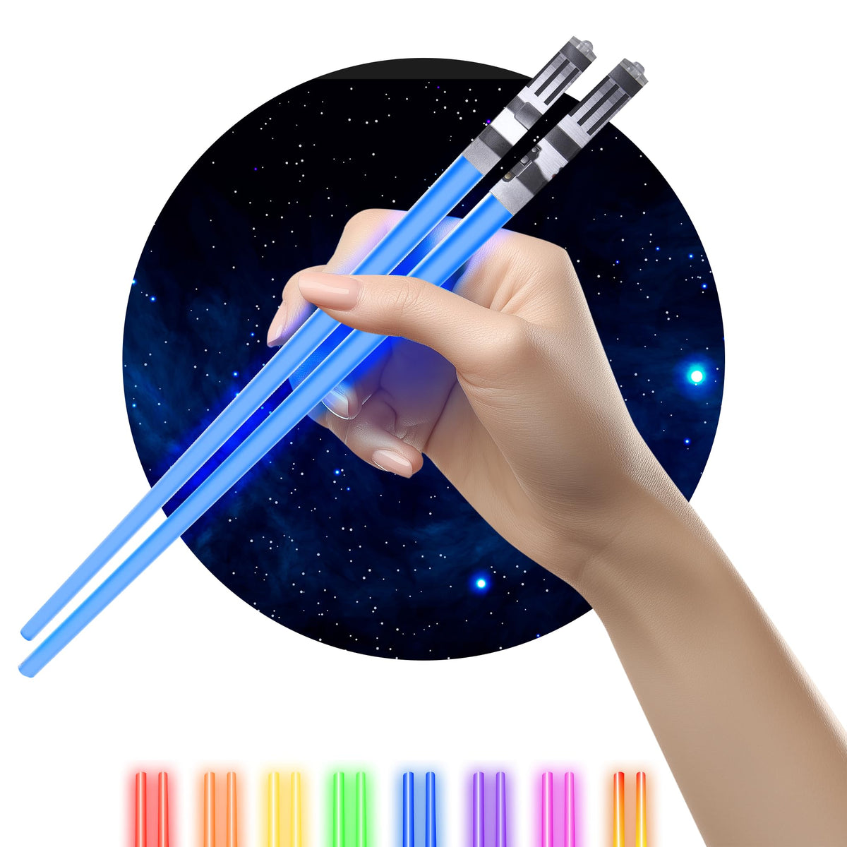 ChopSabers lightsaber-chopsticks blue and red LEDs for fun dining.