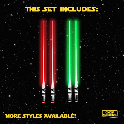 ChopSabers red LED lightup chopsticks glow during meals with a starry vibe.