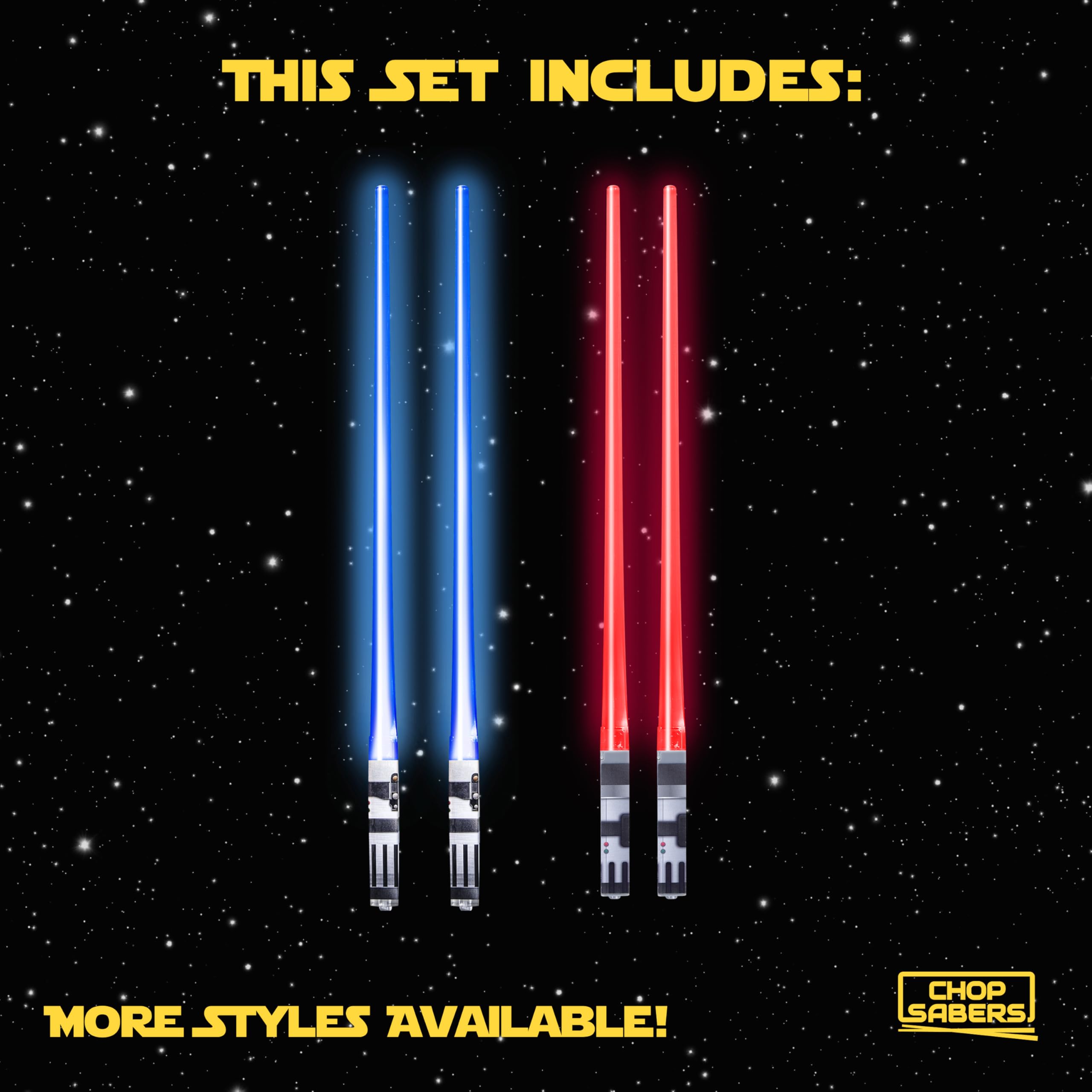 ChopSabers packaging displays gift-ready Star Wars chopsticks for gifting.