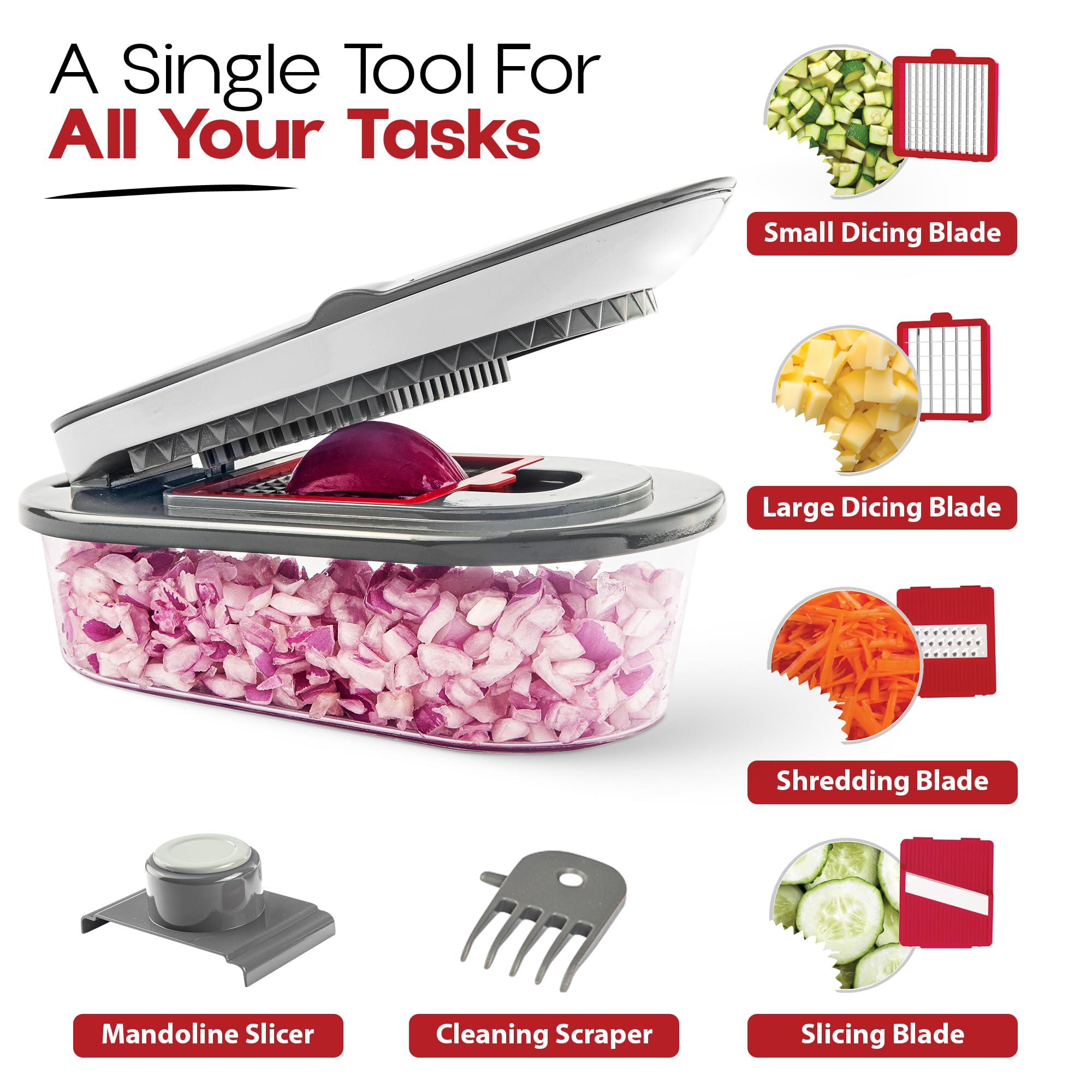 ChopZilla 4-blade stainless steel set enables precise cuts fast