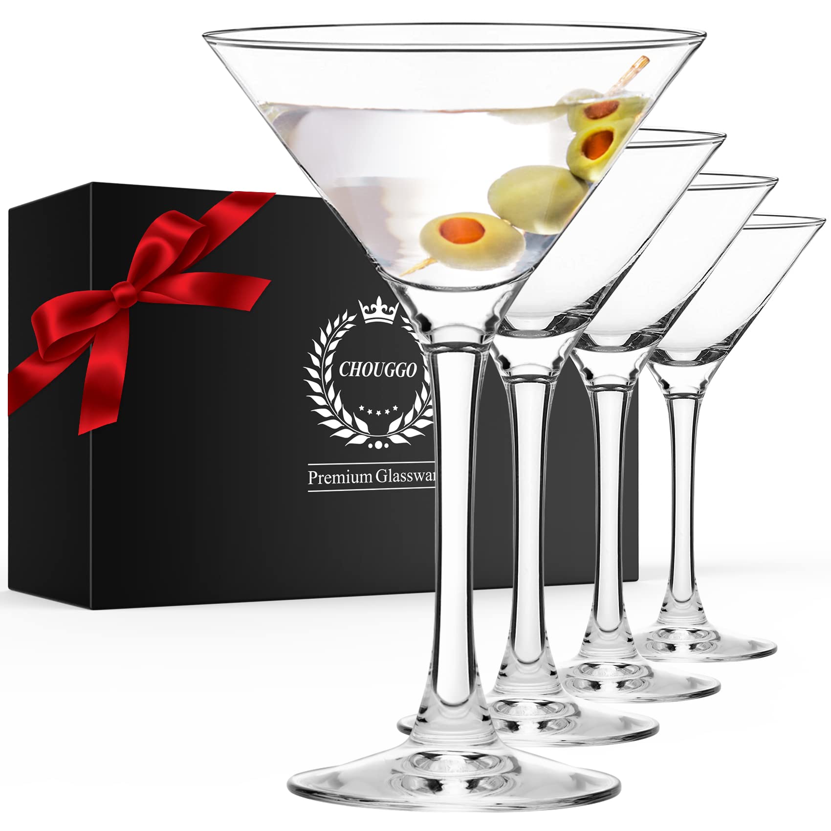 Chouggo martini glasses set of 4 hand blown for elegant cocktail presentations