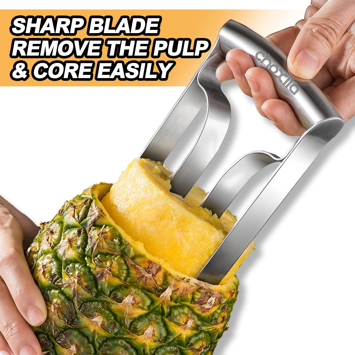 Choxila pineapple corer large stainless creates perfect slices for salads and bowls.