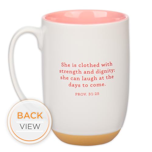 Christian Art Gifts mug interior with pink rim complements warm beverages and cozy moments.