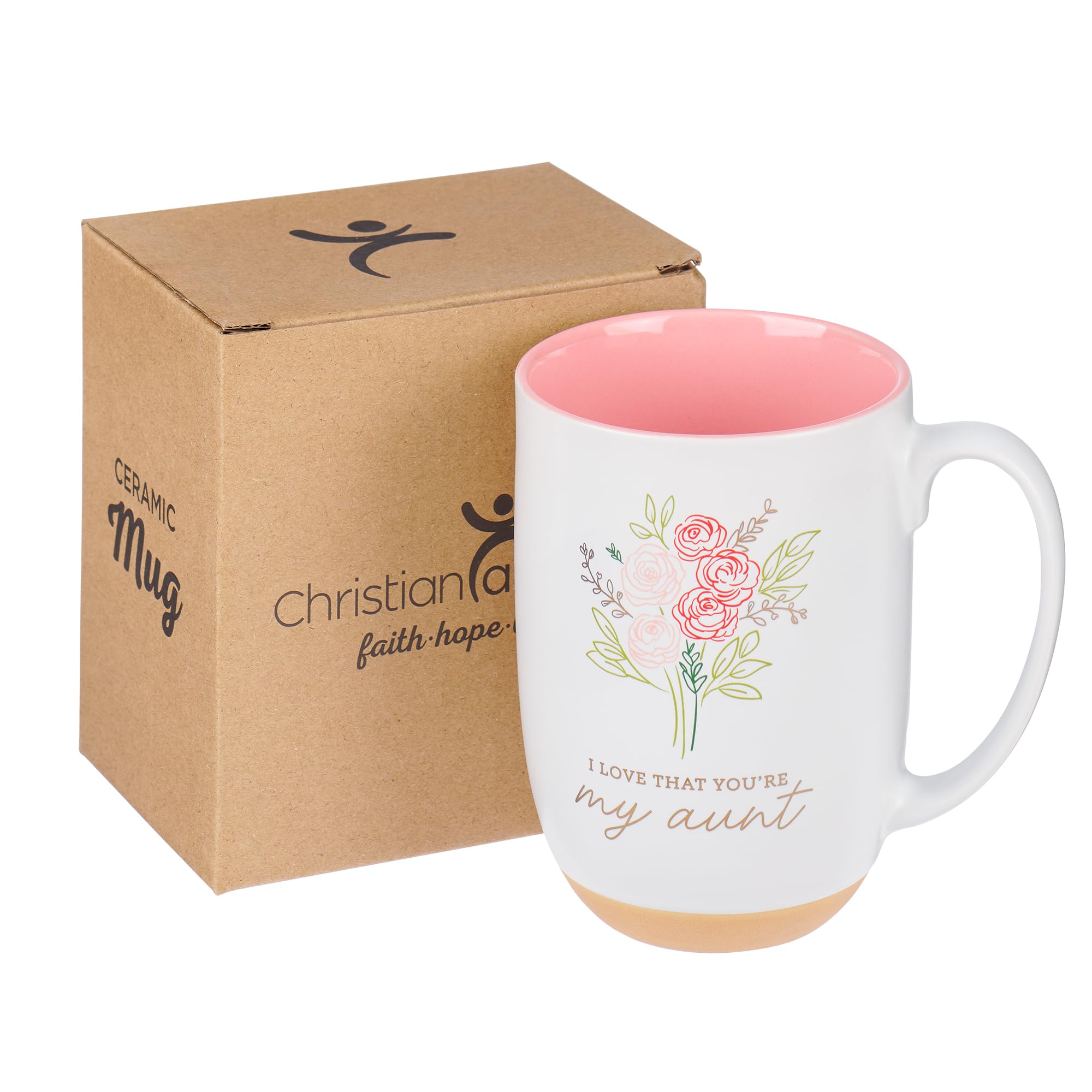 Christian Art Gifts aunt mug displayed on a desk-office setup for inspiration.