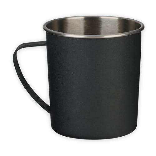 Christian Art Gifts black camp-style mug with easy-grip handle ideal for travel