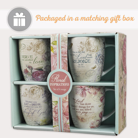 Christian Art Gifts boxed four-mug set ready for gifting