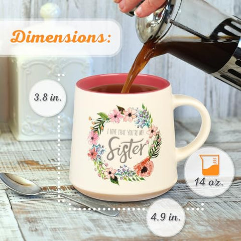 Christian Art Gifts mug interior shows pink glaze, ideal for cozy morning beverages.