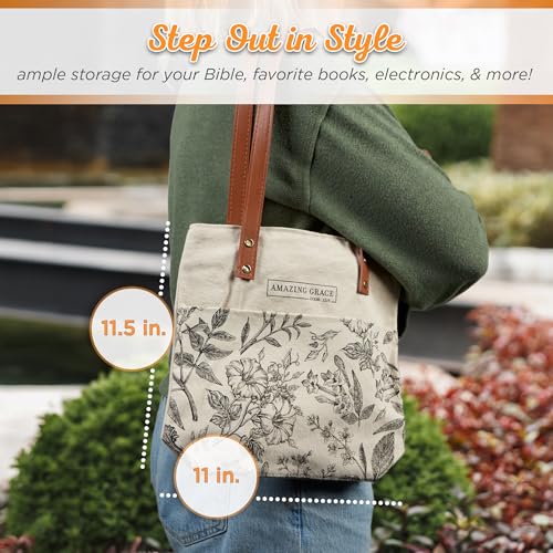 Christian Art Gifts floral tote pocket detail for small essentials