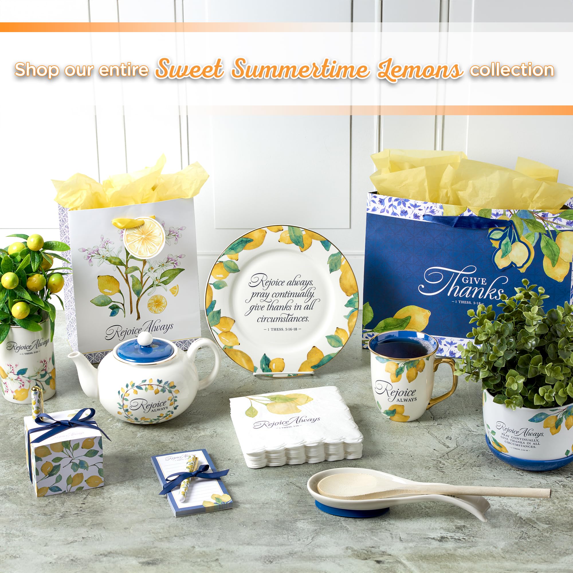Gift-ready lemon motif spoon rest from Christian Art Gifts collection.