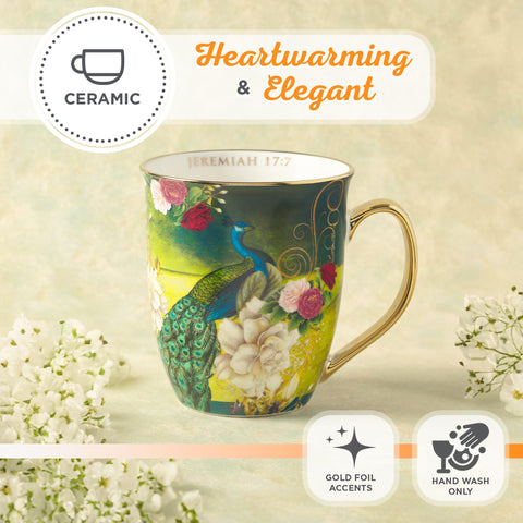 Golden-handle mug from Christian Art Gifts with vintage-inspired finish
