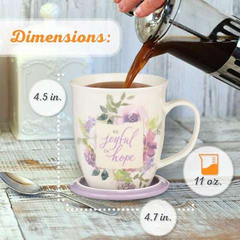 Christian Art Gifts lavender mug with lilac lid ideal for hot beverages at home