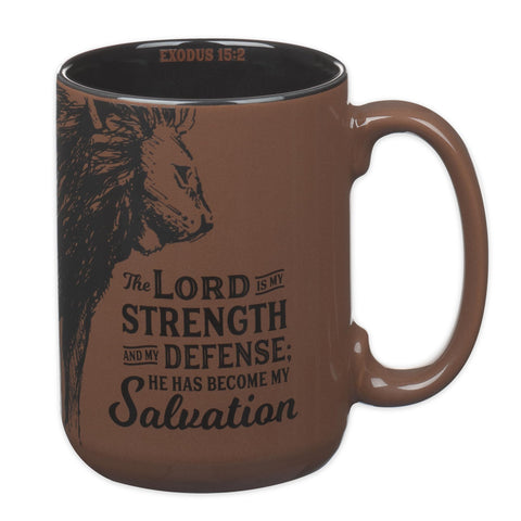 Christian Art Gifts lion design mug with scripture for daily encouragement
