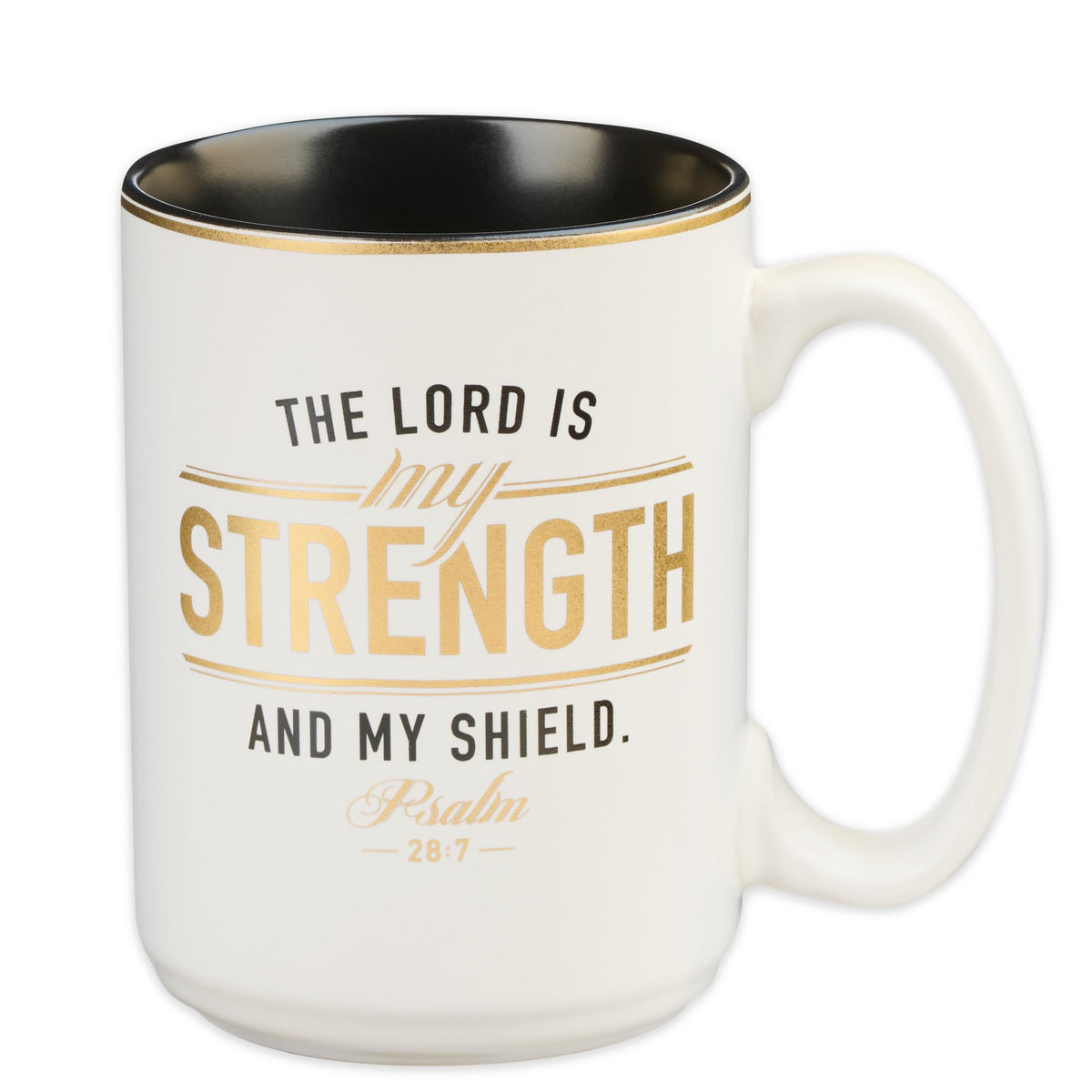 Christian Art Gifts Lord Is My Strength mug front shows verse for daily inspiration