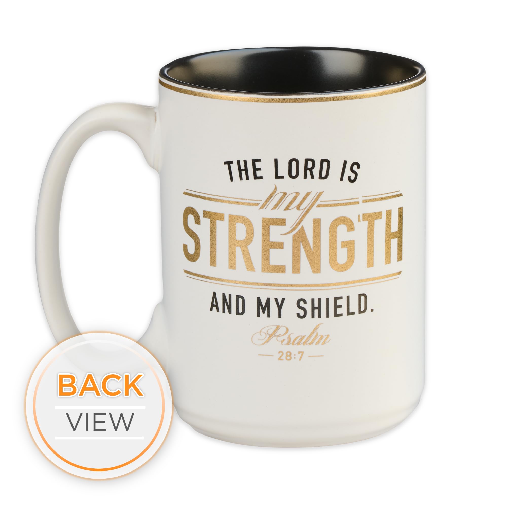 Christian Art Gifts Lord Is My Strength mug handle provides comfortable grip