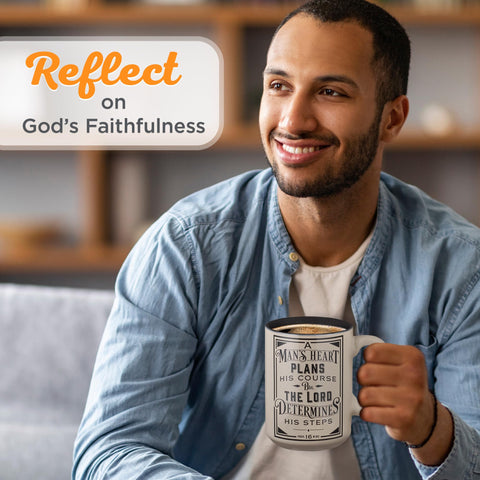 Christian Art Gifts Man's Heart mug back view shows glossy interior