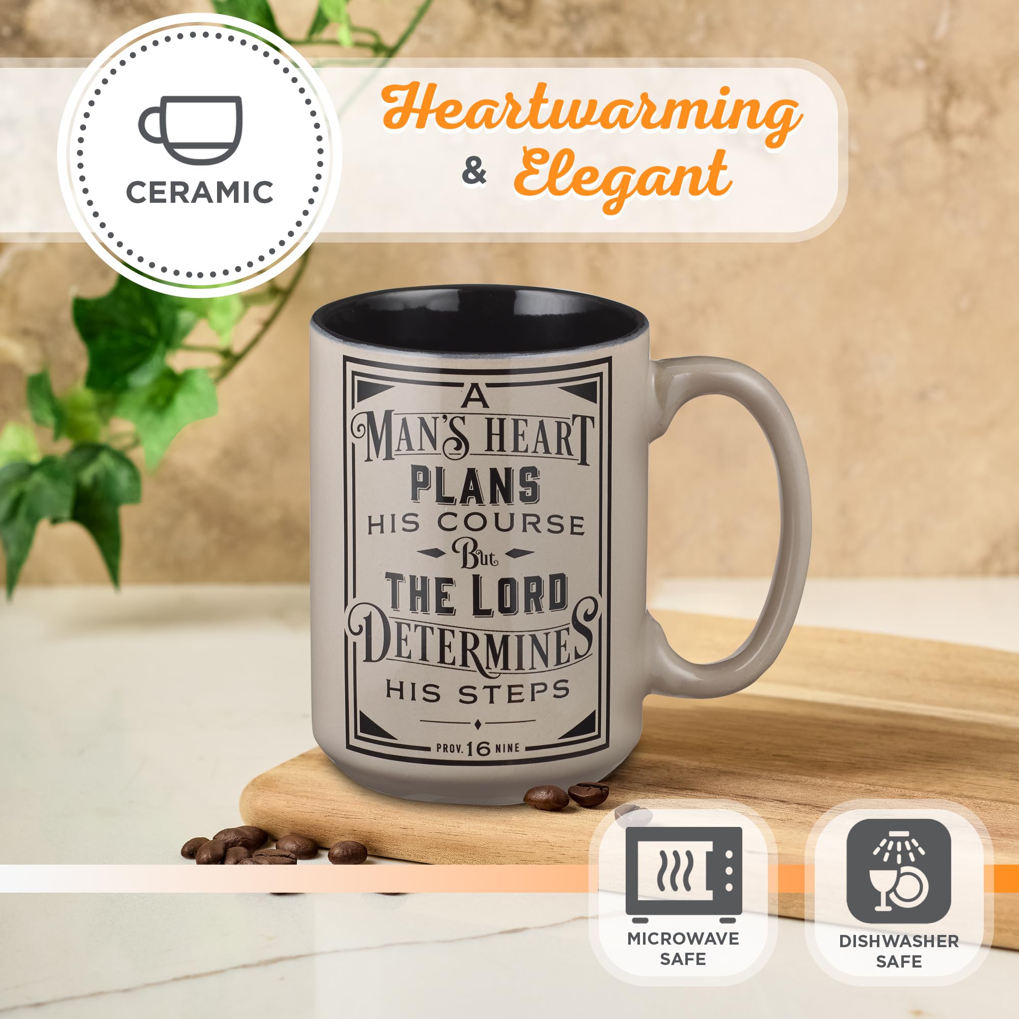 Christian Art Gifts Man's Heart mug closeup of handle highlighting comfortable grip