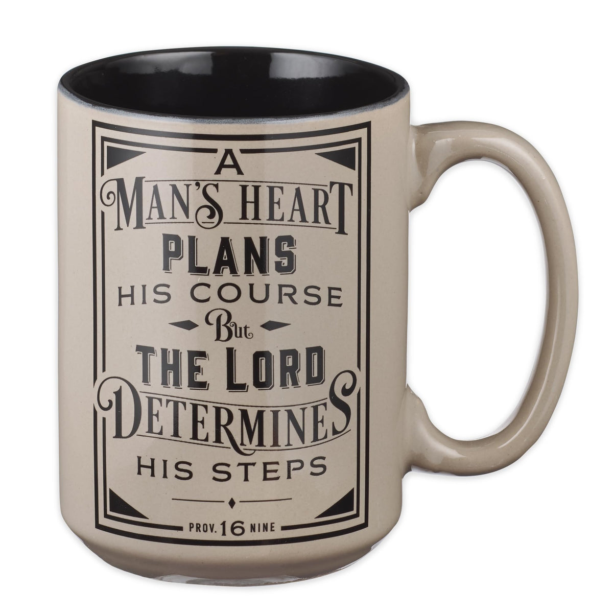 Christian Art Gifts Man's Heart mug front view with inspirational verse
