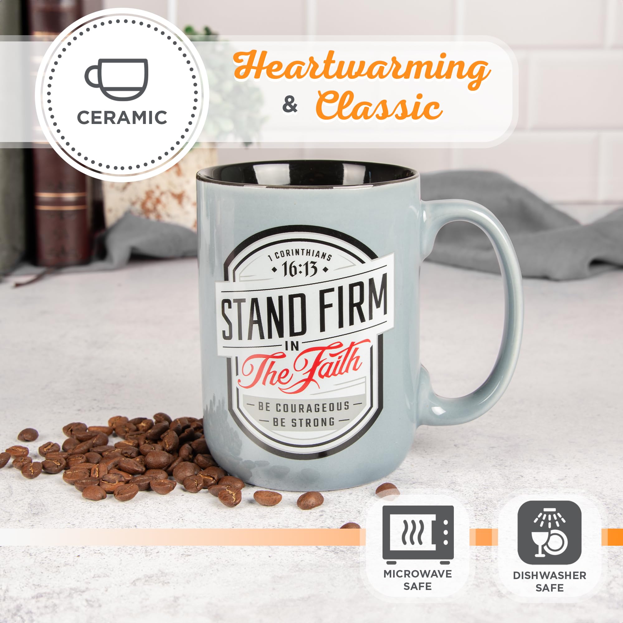 Christian Art Gifts mug handle close-up emphasizing comfortable grip