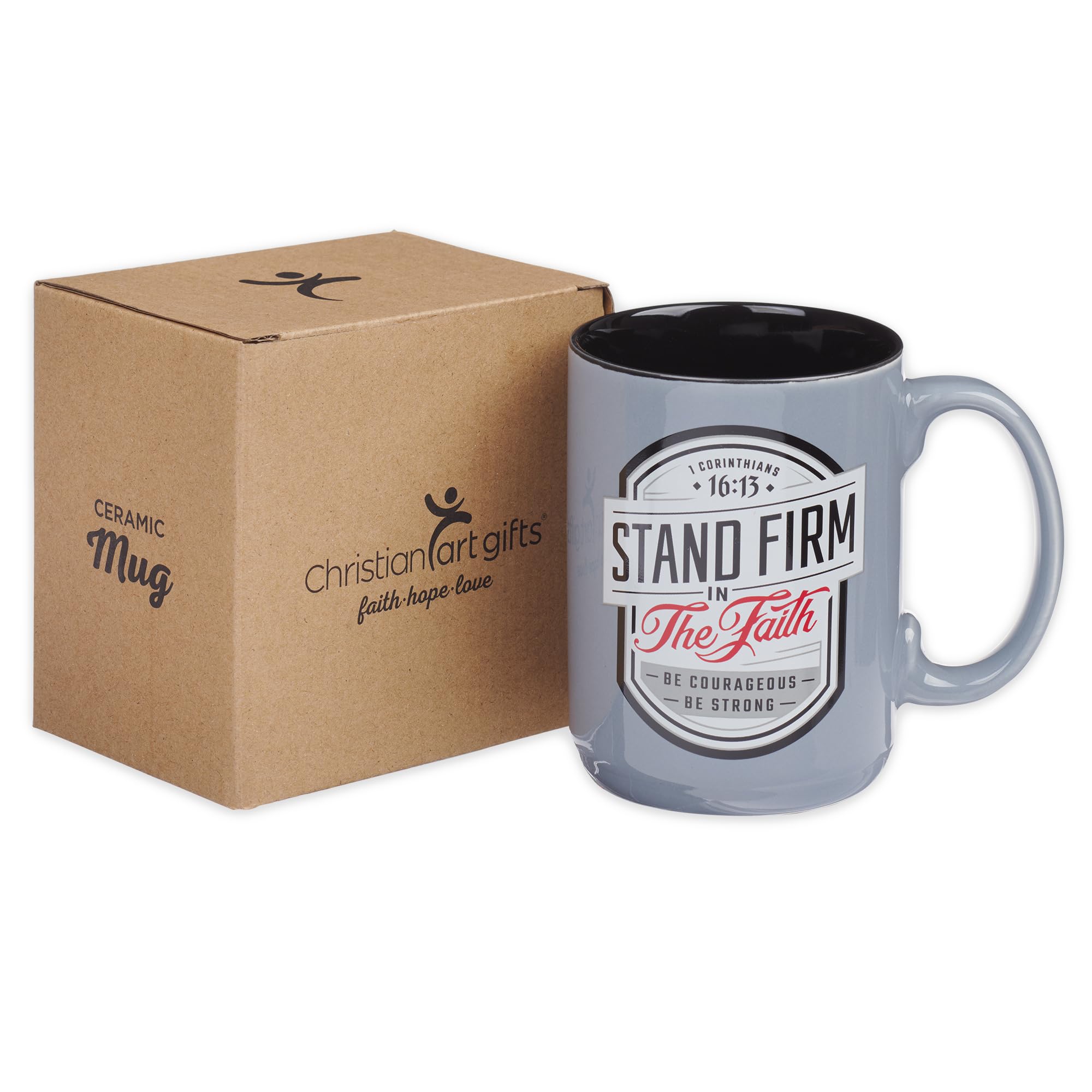 Christian Art Gifts mug on office desk for daily encouragement
