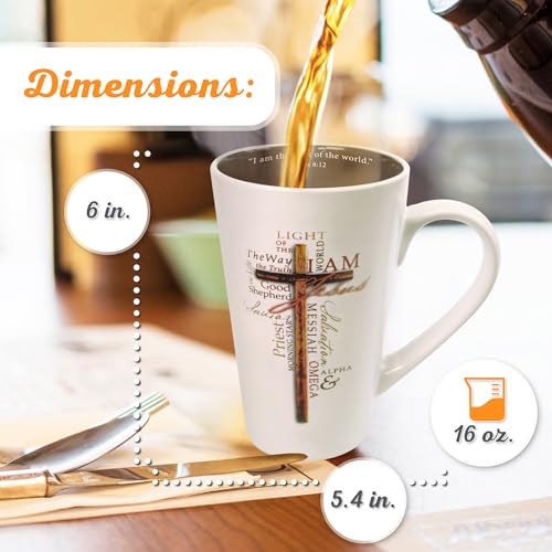 Christian Art Gifts names of Jesus mug front with inspiring devotion.