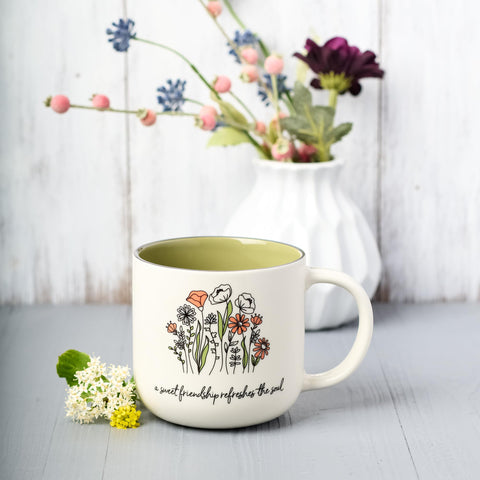 Interior view of sage green glaze for hot or cold beverages