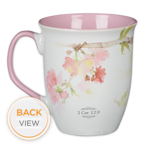 Christian Art Gifts Silver foil text mug emphasizes inspiring scripture in elegant look