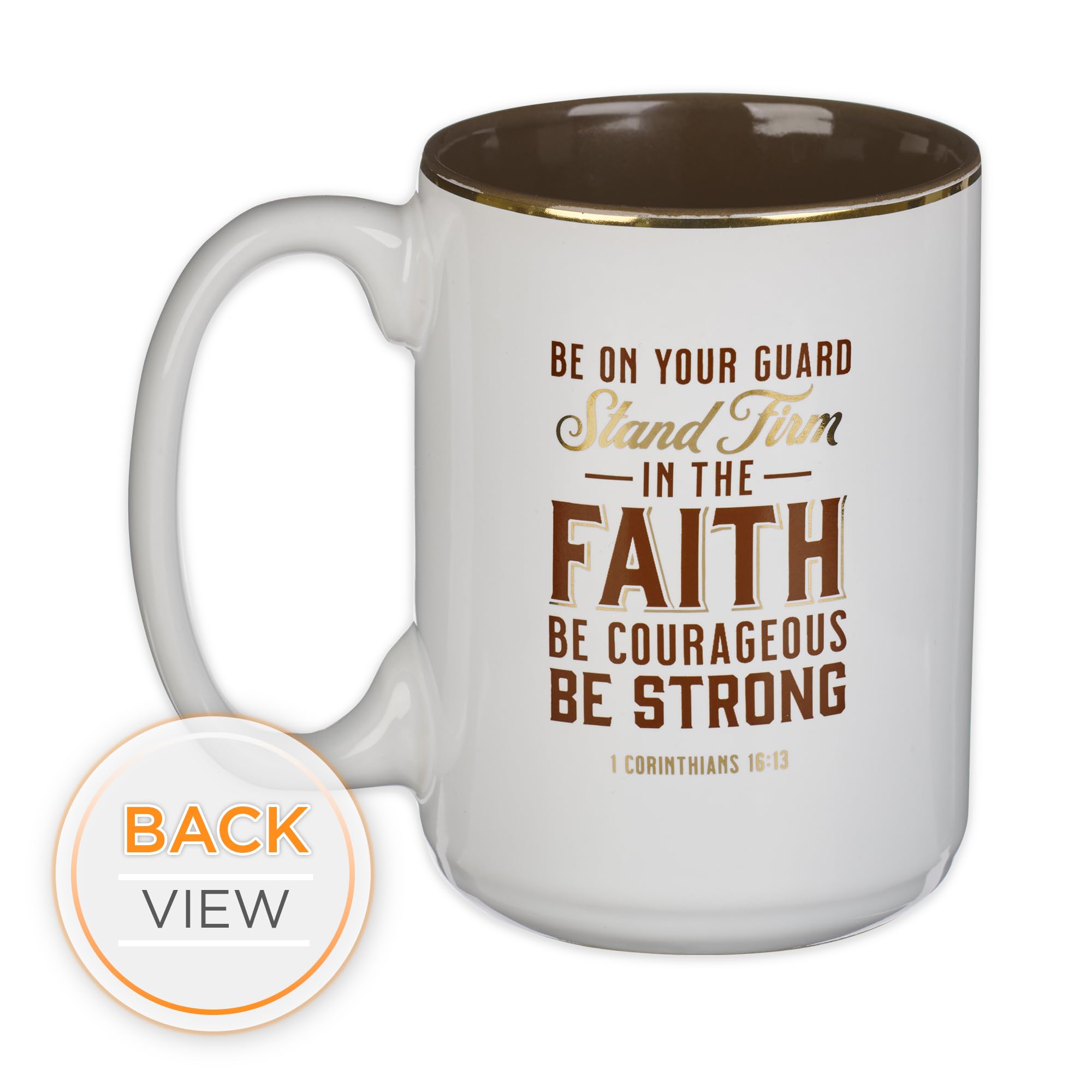 Christian Art Gifts Stand Firm mug gift box ready for gifting.