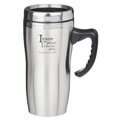 Christian Art Gifts travel mug handle close-up showing grip and durability