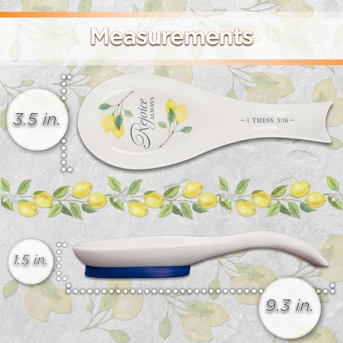 Lead- and cadmium-free glaze on ceramic spoon rest for safe kitchen décor.