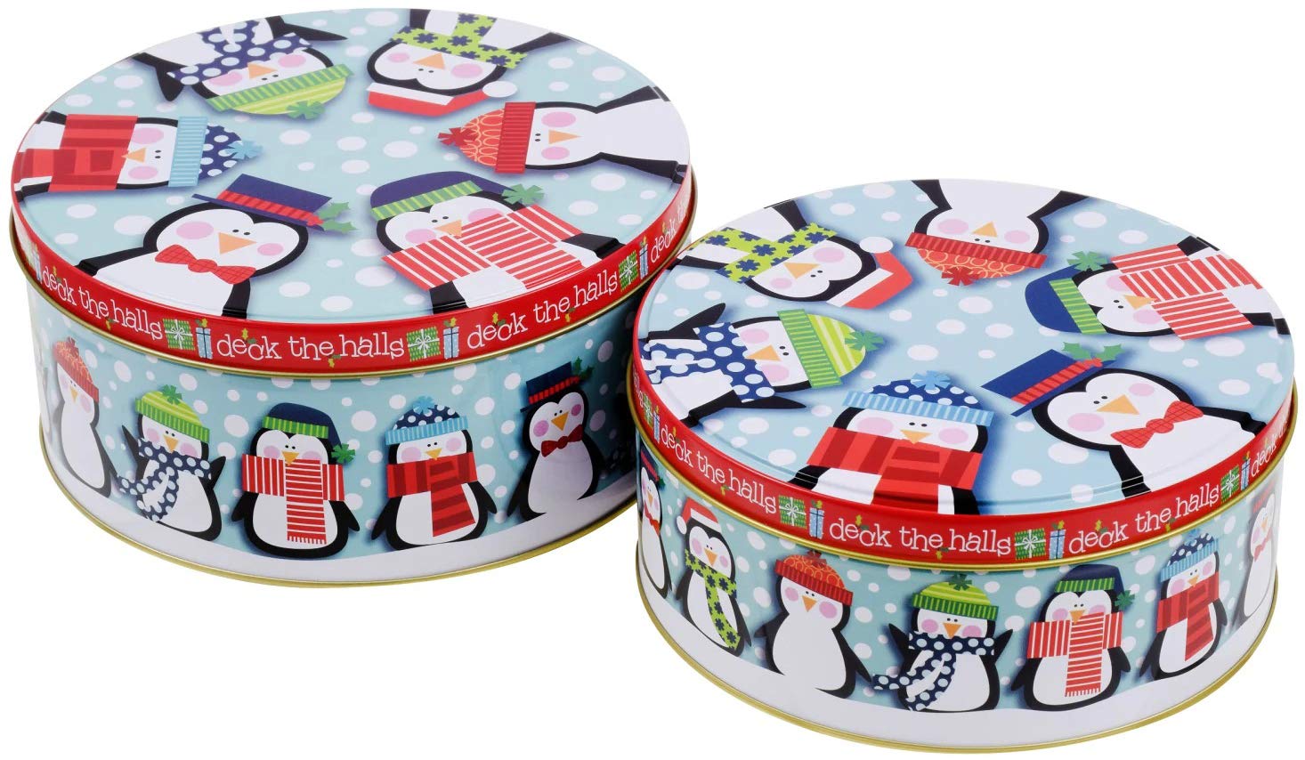 Christmas House holiday-print nesting tin set ready for gifting