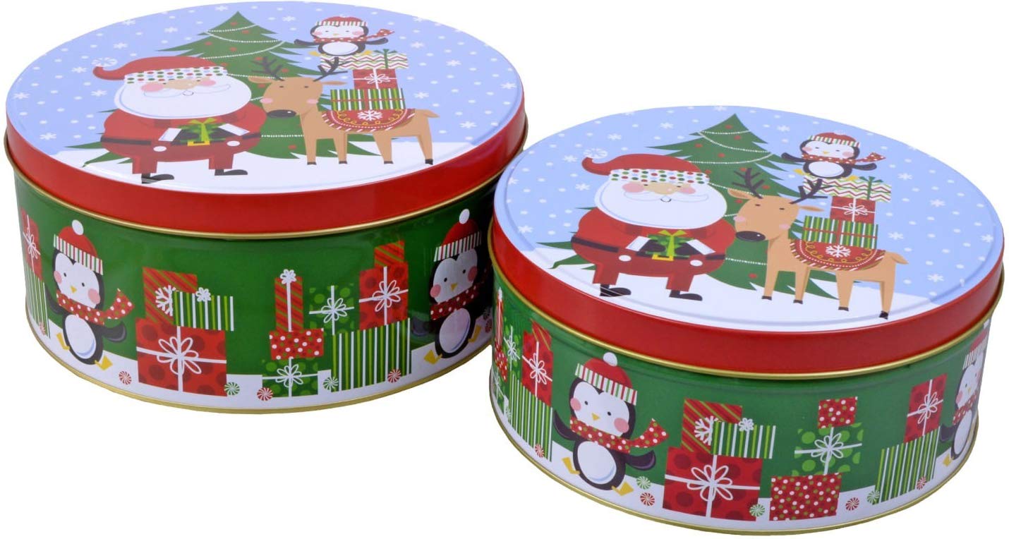 Christmas House round tin 6-3-4-inch diameter ideal for gift packaging