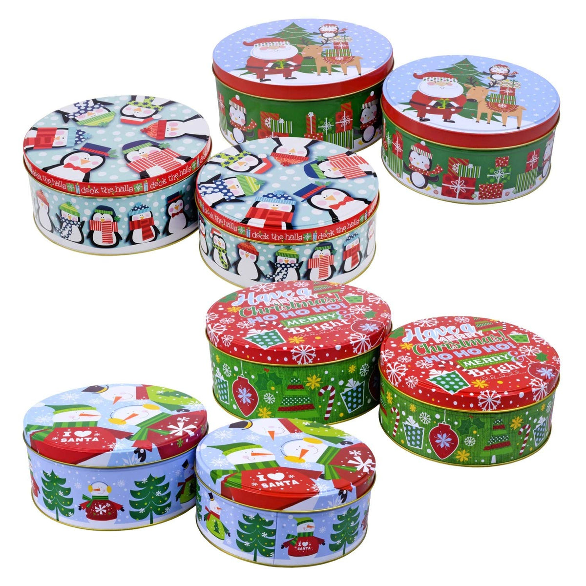 Christmas House round tin with 6-inch diameter for cookies and treats