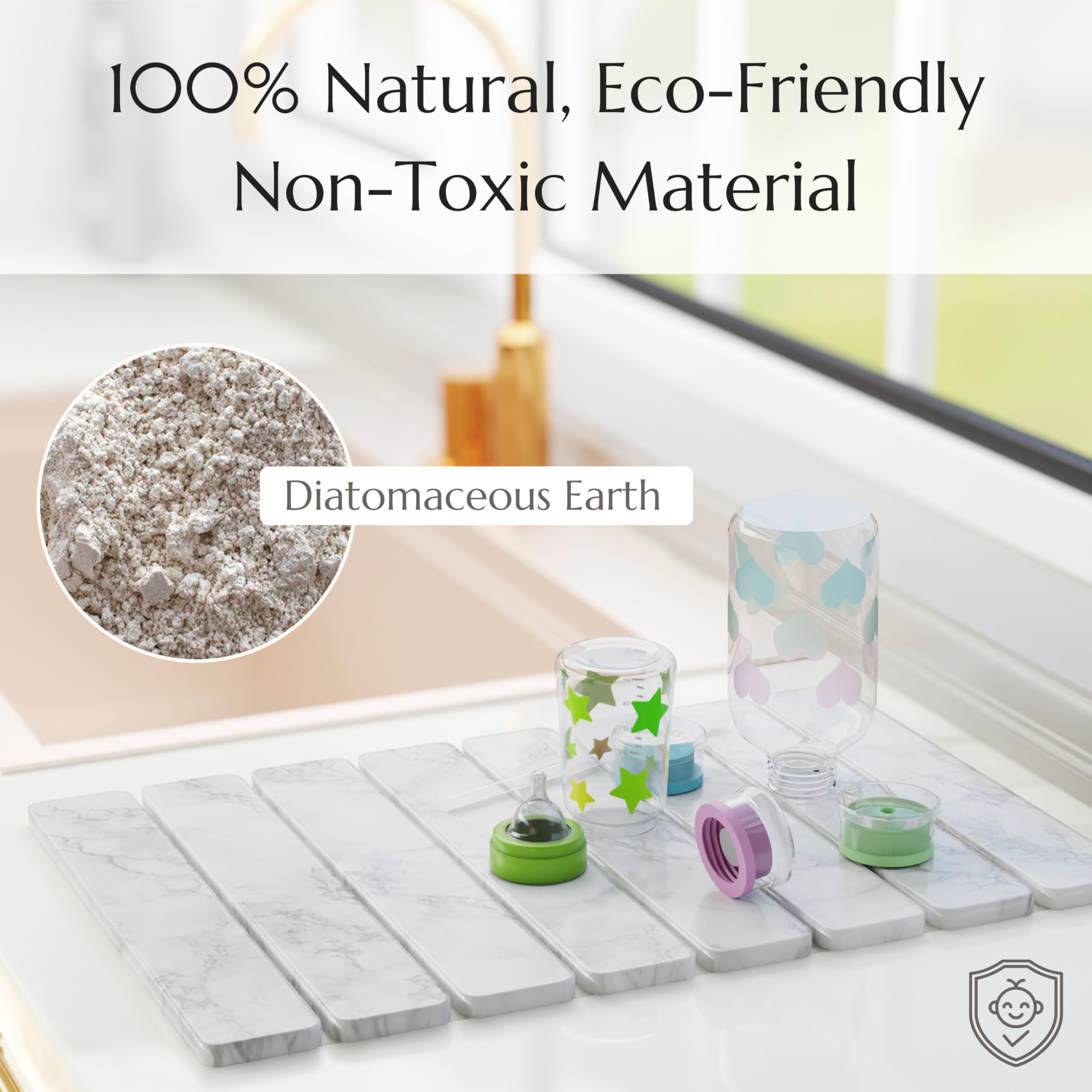 Chrome Club Stone Drying Mat used as a plant drying tray with a marble finish.