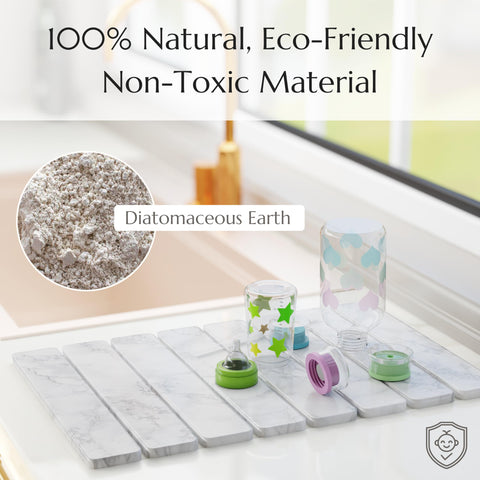Chrome Club Stone Drying Mat used as a plant drying tray with a marble finish.
