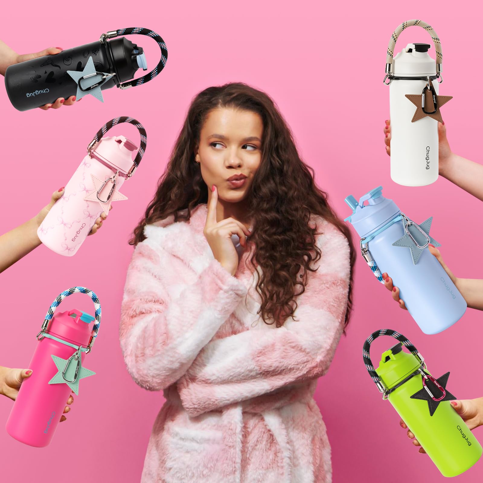 ChugJug detachable strap stores inside bottle for compact storage