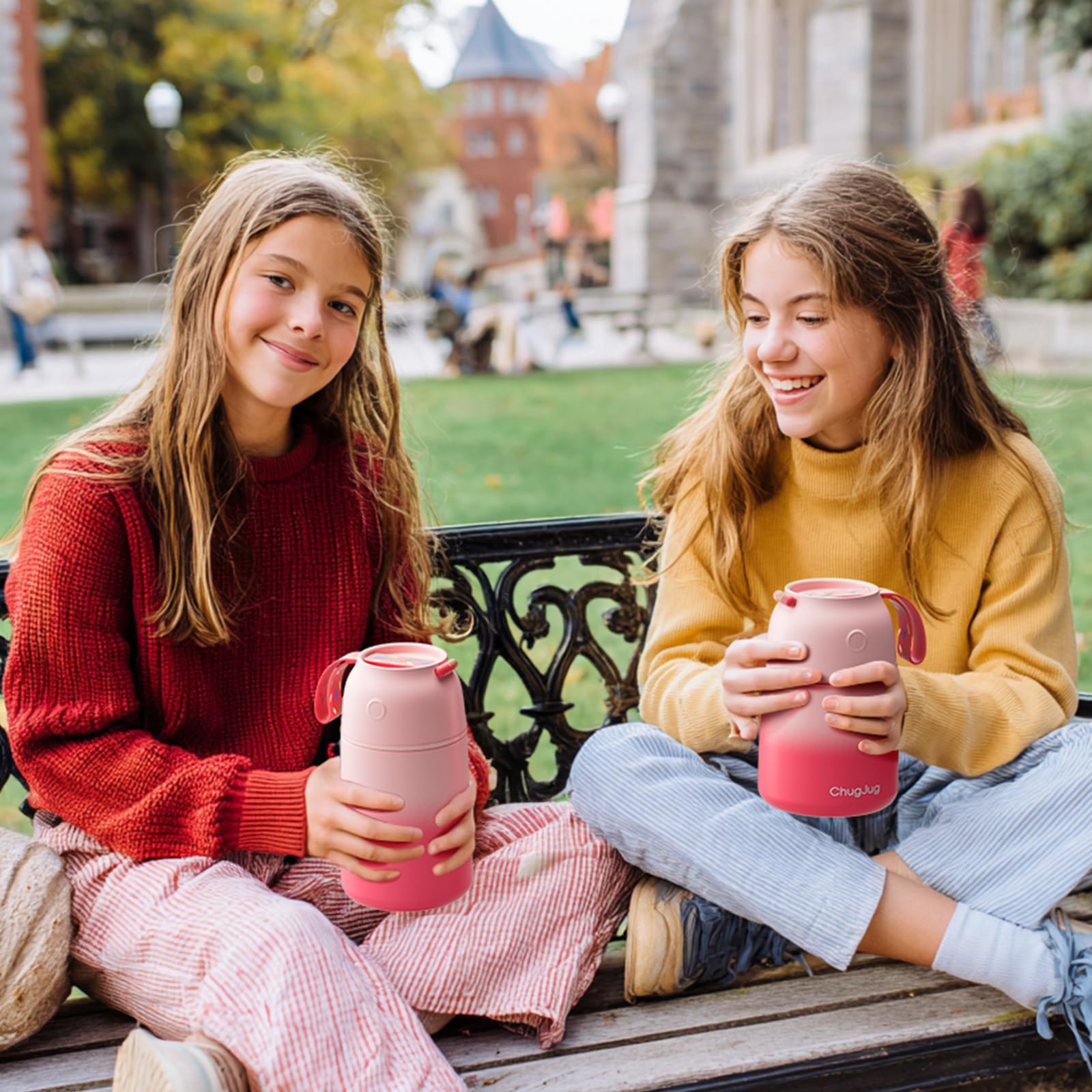 ChugJug Thermo pink 18oz, ideal for work or school lunches.
